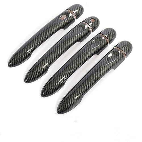 Pexorin For Renault, Megane 3 MK3 III 2008 2009 2010 2011 2012 2013 2014 2016, Kohlefaser-Autotürgriffabdeckung, Verkleidung, Styling-Zubehör Autotürgriffabdeckung(BLACK 4dr 1 Key 1 Button) von Pexorin