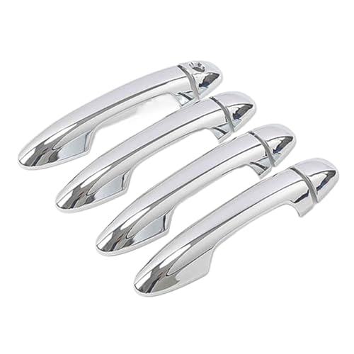 Pexorin For Toyota, Highlander Kluger 2015-2019, Karbonfaser-Chrom-Autotürgriffschalenabdeckung, Dekorverkleidung, Aufkleber, Styling-Zubehör Autotürgriffabdeckung(BLACK Silver No Sensor) von Pexorin