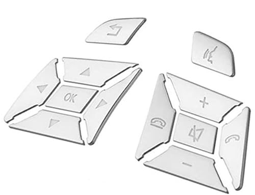 Pexorin Knopfaufkleber, Auto-Innenraum-Lenkrad-Knopfverkleidung, Aufkleber, Abdeckung, Reparaturaufkleber, for Mercedes, for Benz, for B-Klasse W246 2012 2013 2014(Silver) von Pexorin