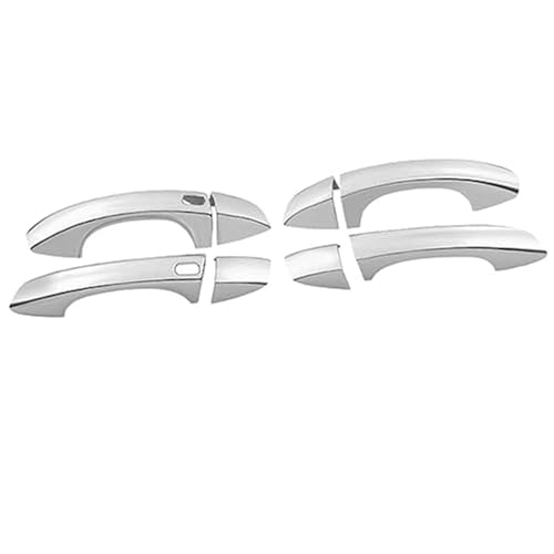 Pexorin Neuer Aufkleber for die Seitentürgriffabdeckung aus Karbonfaser-Chrom for Seat, Arona 2017 2018 2019 2020 2021, Styling-Zubehör Autotürgriffabdeckung(BLACK Silver 2 Buttons) von Pexorin