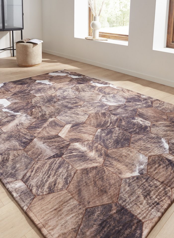 Peyer Syntex Designteppich 1 Patchwork Teppich Tierfell Optik 80/150 cm, rechteckig von Peyer Syntex