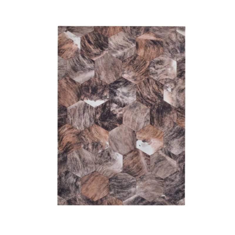 Peyer Syntex Flachgewebe Teppich in Tierfelloptik Patchwork Farbe Braun-Beige 120 x 170 cm von Peyer Syntex