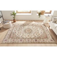 Peyer Syntex Klassischer Kurzflor Teppich Amina Medaillon 27008 Farbe Beige 120 x 170 cm von Peyer Syntex