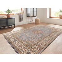 Klassischer Kurzflor Teppich Amina Medaillon 27008 Farbe Blau 60 x 110 cm von Peyer Syntex