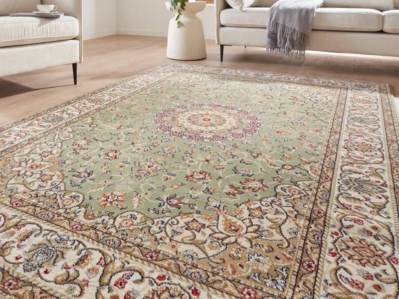 Peyer Syntex Teppich Teppich classic Design, grün, Rechteckig, Höhe: 10 mm, mit Bordüre floral Medaillon von Peyer Syntex
