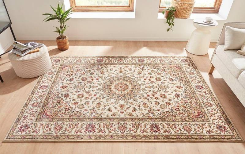 Peyer Syntex Teppich Teppich classic Design, hellbeige, Rechteckig, Höhe: 10 mm, mit Medaillon floral von Peyer Syntex