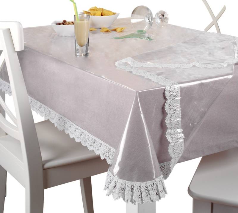 Peyer Syntex Tischdecke Klassische Glasklar Tischdecke mit Vinylspitze, Vinylspitze von Peyer Syntex