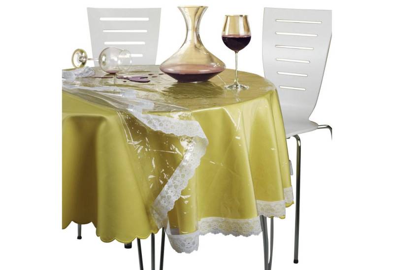 Peyer Syntex Tischdecke Tischdecke Glasklarfolie mit Spitze (1-tlg), abwaschbar Uni von Peyer Syntex