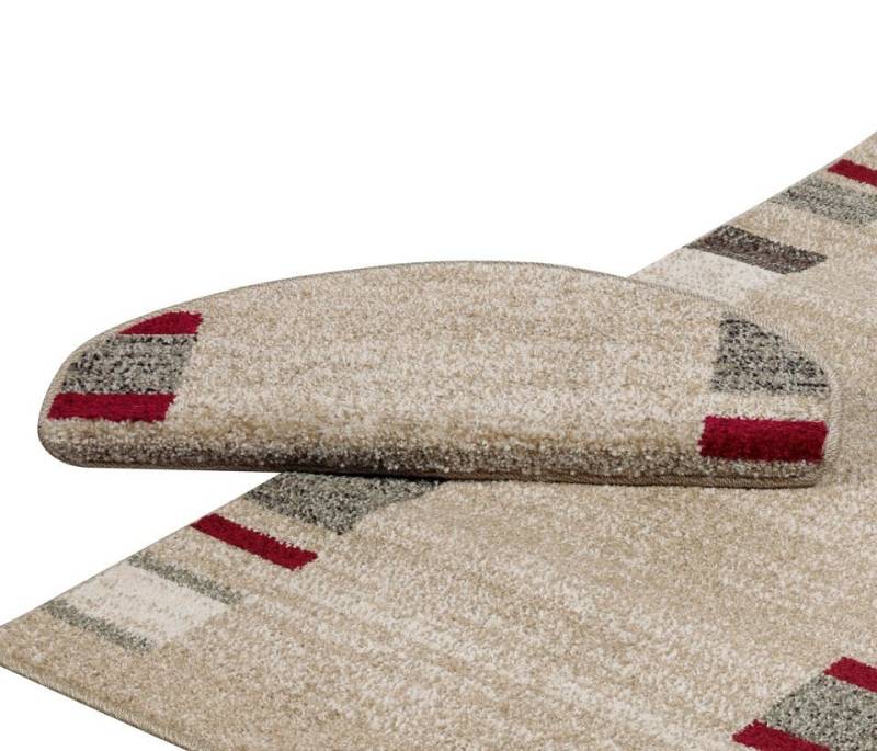 Peyer Syntex Stufenmatte Stufenmatten modern Design, 5 Stück, beige-rot, Rechteckig, Höhe: 3.5 mm, Bordüre uni von Peyer Syntex