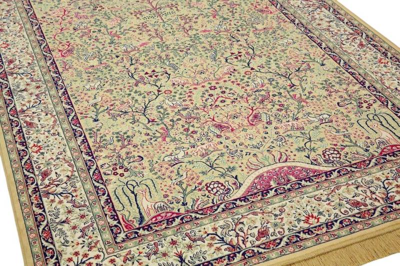 Peyer Syntex Teppich Teppich classic Design, beige, Rechteckig, Höhe: 3 mm, Bordüre gemustert Flachgewebe floral geblümt Orient Tiere von Peyer Syntex