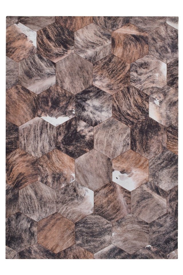 Peyer Syntex Teppich Teppich modern Design, braun, Rechteckig, Höhe: 5 mm, Tierfell-Optik Patchwork von Peyer Syntex