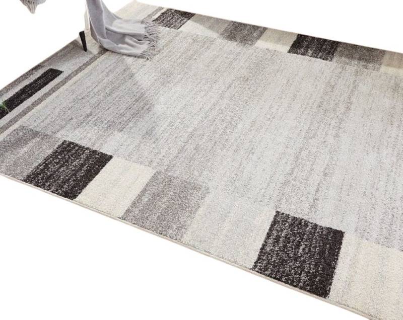 Peyer Syntex Teppich Teppich modern Design, grau, Rechteckig, Höhe: 8 mm, Bordüre, pflegeleicht, rechteckig, grau, Wohnzimmer, Diele, Flur von Peyer Syntex