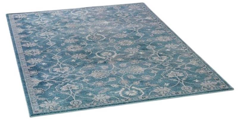 Peyer Syntex Teppich Teppich modern Design, hellblau, Rechteckig, Höhe: 9 mm, floral geblümt modern Design Wohnzimmer Esszimmer Flur von Peyer Syntex