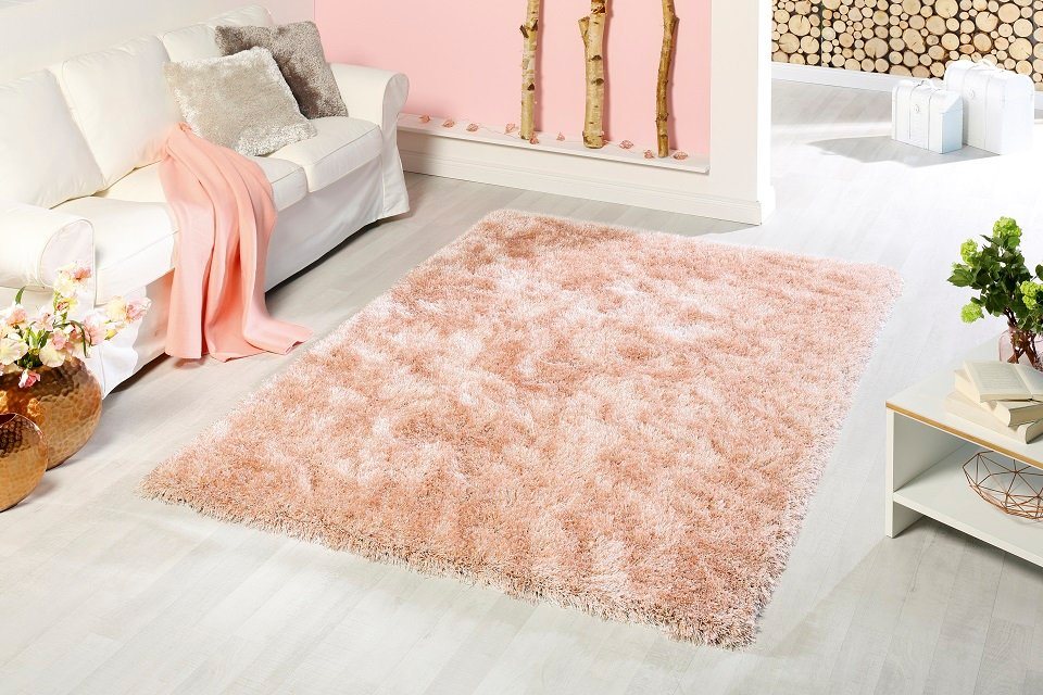 Teppich Teppich modern Design, rose, Peyer Syntex, Rechteckig, Höhe: 60 mm, Shaggy, Hochflor, Langflor, Glanz, Schimmer, Glam-Effekt, rechteckig, für Wohnzimmer, Esszimmer, Schlafzimmer von Peyer Syntex