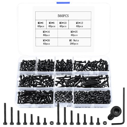 560 Stück M3 Schrauben Set, Linsenkopf Innensechskantschrauben Muttern Set, Halbrundkopf Gewindeschrauben Maschinenschrauben und Muttern Unterlegscheiben Sortiment Set, RC Fahrrad Schrauben Set 560 Stück M3 Schrauben Set, Linsenkopf Innensechskantschrauben Muttern Set, Halbrundkopf Gewindeschrauben Maschinenschrauben und Muttern Unterlegscheiben Sortiment Set, RC Fahrrad Schrauben Set von Peygre