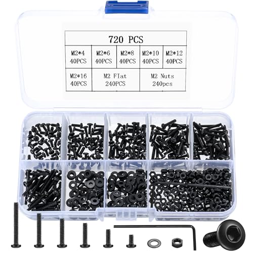 720 STK M2 Linsenkopfschrauben Muttern Set, Linsenkopf Innensechskant Schrauben und Muttern Unterlegscheiben Sortiment Set, Zylinderschrauben Maschinenschrauben Gewindeschrauben Set 720 STK M2 Linsenkopfschrauben Muttern Set, Linsenkopf Innensechskant Schrauben und Muttern Unterlegscheiben Sortiment Set, Zylinderschrauben Maschinenschrauben Gewindeschrauben Set von Peygre