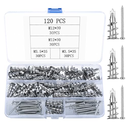 Rigipsdübel, 120 Stk Selbstbohrender Gipskartondübel, inkl 60 Hohlraumdübel Metall mit 60 Gipskarton Selbstschneidende Schrauben Dübel Set für Befestigung In Gipsbauplatten Gipsfaserplatten Beton Rigipsdübel, 120 Stk Selbstbohrender Gipskartondübel, inkl 60 Hohlraumdübel Metall mit 60 Gipskarton Selbstschneidende Schrauben Dübel Set für Befestigung In Gipsbauplatten Gipsfaserplatten Beton von Peygre