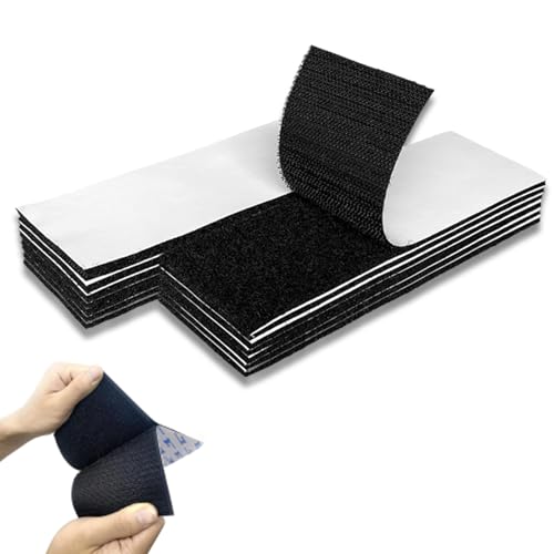12 Stück Hochbelastbare Klettband-Pads - Doppelseitige Selbstklebende Montagebänder ohne Bohren für Wände, Böden & Metalltüren - Wiederverwendbare Schwarze Hakenband von Peysaitr