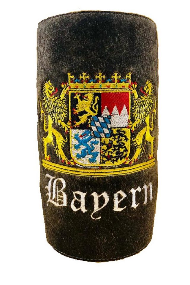 Pezzo D'oro Weinkühler Ledermanschette bestickt mit Bayernwappen, "urbayrisch ", für Bayern oder Bayernfans von Pezzo D'oro