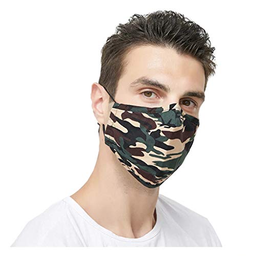 2er Set waschbare Mundmasken - Verstellbare Schlaufen - für Freizeit Sport Training Mundschutz Staub Pollen Gesichtsmaske Fashion Maske Gesichtsschutz Sportmaske (Camouflage-Grün) von PfX