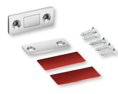 4er Set Extra Starke Premium Schubladenmagnete Inklusive Zugeschnittenen Doppelseitigen PfX Nano Tape Streifen und Schrauben -Zum Kleben oder Schrauben (4 Stück) von PfX