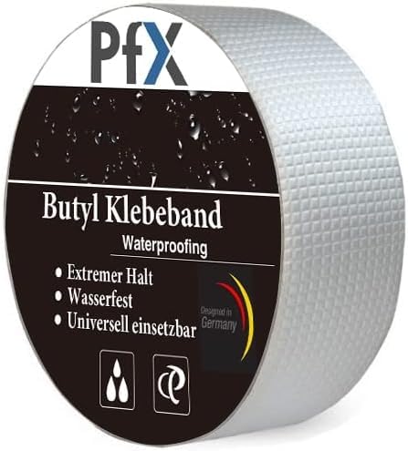 PfX Extrem Starkes Premium Wasserbeständiges Butyl-Klebeband - Pool, Zelt, Teich Reparatur Set - Neue 2023 Version - ACHTUNG EXTREM STARK! (10 Meter) von PfX