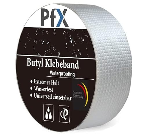 PfX Extrem Starkes Premium Wasserbeständiges Aluminium Butyl-Klebeband - Pool, Zelt, Teich Reparatur Set - Neue 2023 Version - ACHTUNG EXTREM STARK! (5 Meter) von PfX