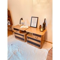 1 Von 2 Mid Century Nachttisch Schwarz Vintage Kommode | 2x Verfügbar Nachtschrank Sideboard Beistelltisch Tisch 60Er Retro von PfaennlesWerkstatt