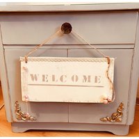 Holzschild Welcome Shabby Chic Perlen Willkommen Schild Haustür Deko Vintage Türschild Holzschild Welcome Shabby Chic Perlen Willkommen Schild Haustür Deko Vintage Türschild von PfaennlesWerkstatt