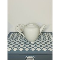 Vintage Kaffekanne Porzellan Weiß Grau Zickzack Muster Teekanne Heinrich Anmut von PfaennlesWerkstatt