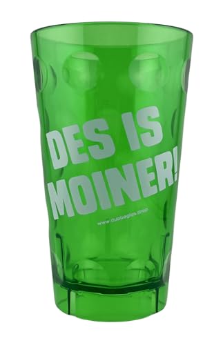 DES IS MOINER! Dubbebecher 0,5 Liter (Grün) aus Plastik - Pfälzer Dubbeglas aus Kunststoff (Polycarbonat) von Pfalz Schorle Edition