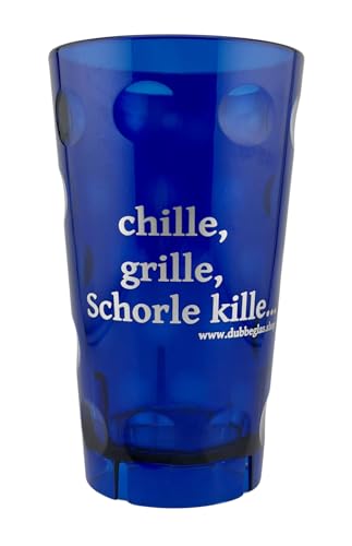 Dubbebecher "Chille, Grille, Schorle kille..." 0,5 Liter (Blau) aus Plastik - Pfälzer Dubbeglas aus Kunststoff (Polycarbonat) von Pfalz Schorle Edition