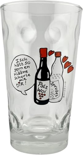 Schorleliebe Dubbeglas 0,5 L - Isch hätt so gern en klääne Schorle mit dir - Pfälzer Schorleglas mit Aufdruck von Pfalz Schorle Edition