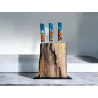Messerblock, Messerleiste, Messerblock Magnetisch, Messerblock Ohne Messer , Holz, Messerblock Holz, Verbranntes Holz, Küche, Geschenk, Oak von PfalzHolz