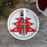 Personalisierte Weihnachts Tischdeko | Platzkarten Aus Filz in Tannenbaum-Form Besteckhalter & Namensschilder Für Festliche Tafel Personalisierte Weihnachts Tischdeko | Platzkarten Aus Filz in Tannenbaum-Form Besteckhalter & Namensschilder Für Festliche Tafel von Pfalzgeplotter