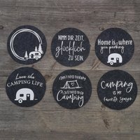 Untersetzer Aus Filz | Runde Mit Spruch Geschenkidee Wohnaccessoires Deko Gläser Camping Camper Van von Pfalzgeplotter