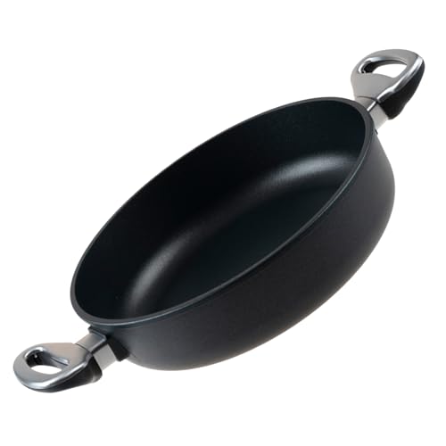 Harecker Bräterpfanne 26 cm Ø aus Aluguss mit Seitengriffen | PFOA-freie Antihaftbeschichtung | für Induktion, Gas, Ceran & Elektro | backofengeeignet bis 240 °C | Made in Germany von Pfannen Harecker