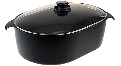 Pfannen Harecker Gussbräter Induktion 42x28cm | Großraumbräter mit Glasdeckel | PFOA-freie Antihaftversiegelung | Made in Germany von Pfannen Harecker