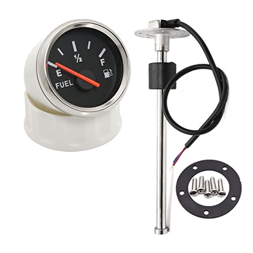 Kraftstoff-Sendeeinheit, 52 mm Kraftstoffstandsanzeige, Auto-Öltankanzeige mit roter Hintergrundbeleuchtung für Kraftstoffstandssensor 150/200/250/275/300 mm, 0–190 Ohm (Kraftstoff-BS mit 300 mm) von Pfeilzieher