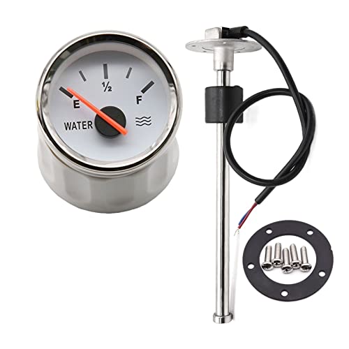 Kraftstoff-Sendeeinheit, 52 mm Kraftstoffstandsanzeige, Auto-Öltankanzeige mit roter Hintergrundbeleuchtung für Kraftstoffstandssensor 150/200/250/275/300 mm, 0–190 Ohm (Wasser WS mit 150 mm) von Pfeilzieher