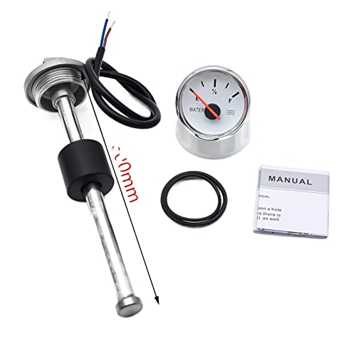 Kraftstoff-Sendeeinheit, 52 mm Wasserstandsanzeige + 100–600 mm Wasserstandssensor 0–190 Ohm, passend für Boote und Autos, Kraftstoffstandsanzeige mit roter Hintergrundbeleuchtung, 9–32 V (600 mm) von Pfeilzieher