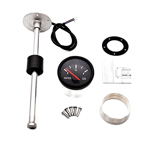 Kraftstoff-Sendeeinheit, 52-mm-Wasserstandsanzeige + Wasserstandssensor 0~190 Ohm mit roter Hintergrundbeleuchtung, Wasserstandsanzeige, passend für Auto, Boot, Marine (Messgerät mit 425-mm-Sensor) von Pfeilzieher