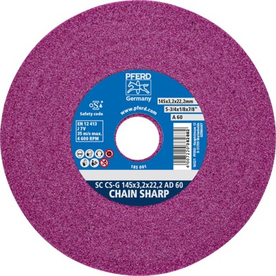 CHAIN SHARP Schleifscheibe CS-G Ø145x3,2 mm Bohrung-Ø 22,2 mm A60 zum Schärfen von Sägeketten von Pferd
