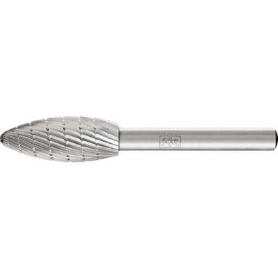 HSS Frässtift Flammenform B Ø 12x30mm Schaft-Ø 6 mm Z 3 universal mittel fein Spanbrecher von Pferd