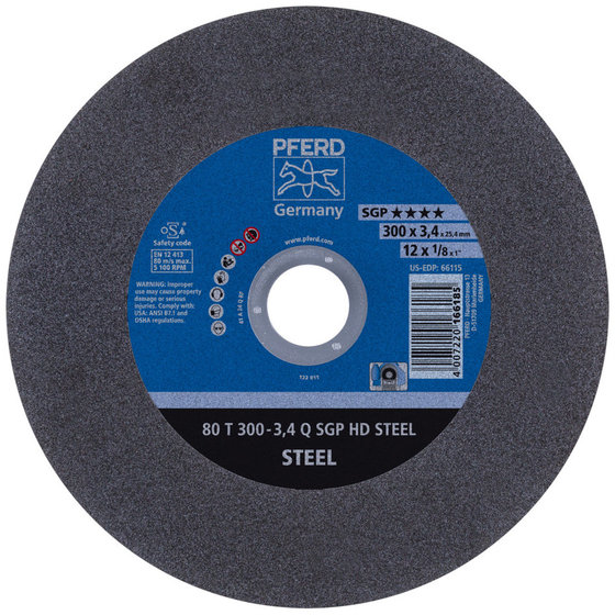 PFERD - Stationäre Trennscheibe T 300x3,4x25,4 mm "mittelhart" HD STEEL für Stahl 80m/s von Pferd