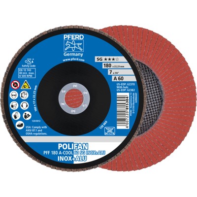 POLIFAN Fächerscheibe PFF 180x22,23 mm flach A-COOL 60 SG INOX+ALU Edelstahl/Alu von Pferd