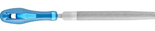 PFERD Werkstattfeile Halbrund, 150mm, halbrunde Feile, Kreuzhieb H3 auf zwei Seiten, inkl. Ergonomie-Feilenheft, 11213158 – für die Feinbearbeitung und zum Schlichten geeignet von PFERD