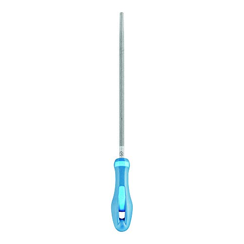 PFERD Werkstattfeile Rund, 200mm, runde Feile, umlaufender Kreuzhieb H1, inkl. Ergonomie-Feilenheft, 11214206 – für die grobe Zerspanung und zum Schruppen geeignet von PFERD