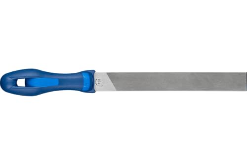 PFERD Universal-Schärffeile, 200mm, rechteckige, flachstumpfe Feile, Einhieb H2 auf zwei Seiten, zwei runde Schmalkante, inkl. Ergonomie-Feilenheft, 11272207 – zum Schärfen von Schneidwerkzeugen von PFERD