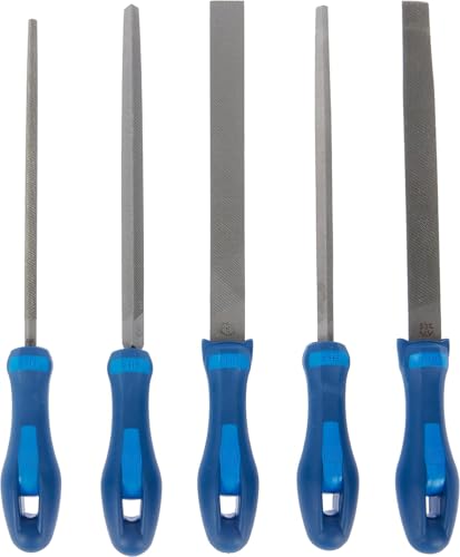 PFERD Werkstattfeilen-Set in PVC-Rolltasche mit Umkarton, 5 Feilen, Kreuzhieb H1, 200mm, 11801531 - für die grobe Zerspanung und zum Schruppen geeignet von PFERD